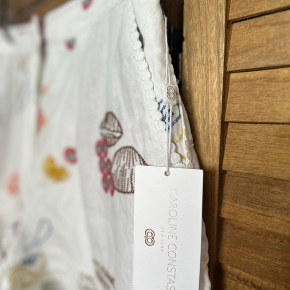 Caroline Constas Cream Embroidered High Waist Shorts - Picture 9 of 14